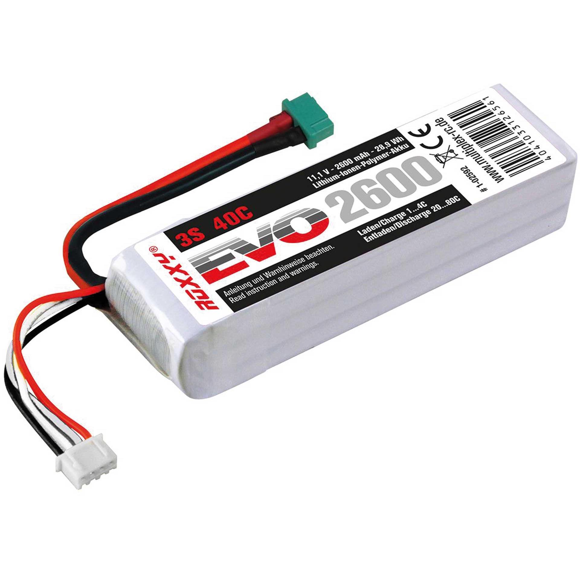 Roxxy EVO LiPo 3-2600M 40C  28,9 Wh M6 Buchse (11.10 V, 2600 mAh)