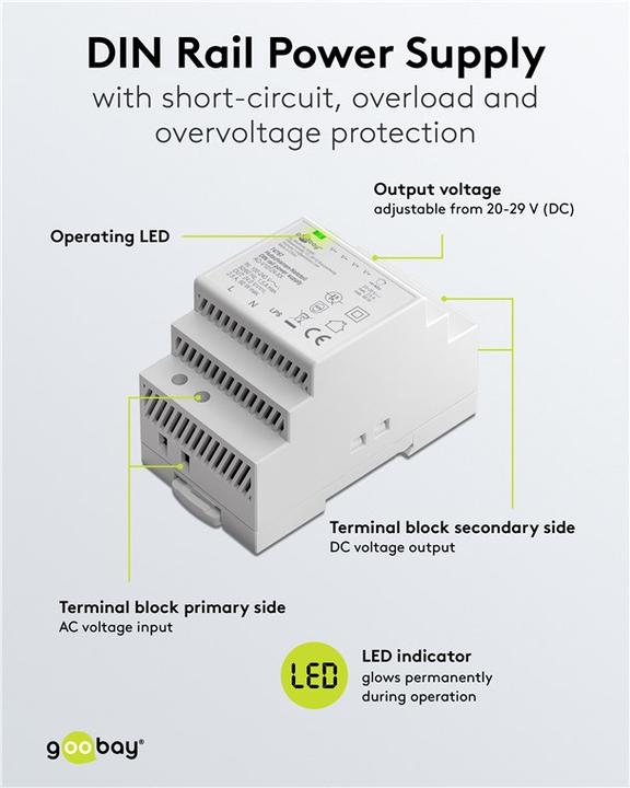 Productafbeelding Goobay Hutschienen-Netzteil DIN-Rail 24 V DC, 2,5 A, 60 W