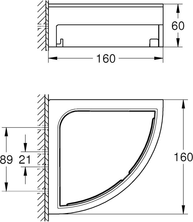 Actual product image Grohe Start Cube QuickFix corner shower basket, glue or drill, matt black (30 x 30 x 25 cm)