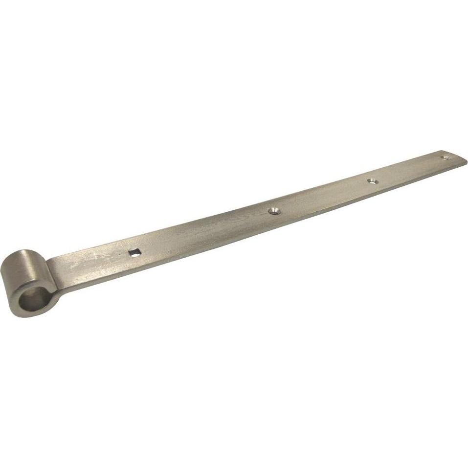Sonneck, Türbeschlag + Scharnier, Langbänder mittig gerollt, ohne Kegel, 800 45 x 5 mm, Edelstahl-Effekt