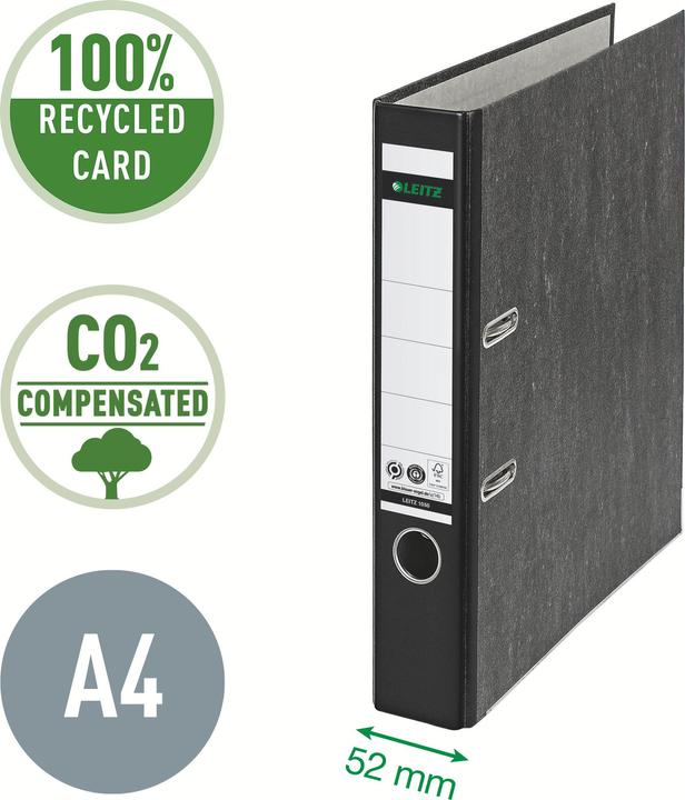 Produktbild Leitz STANDARD-ORDNER A4 52MM Mit Schlitzen, für Format A4, Pappe (RC), Rckenbreite 52mm. Pate (A4, 52 mm, 1 Stück)