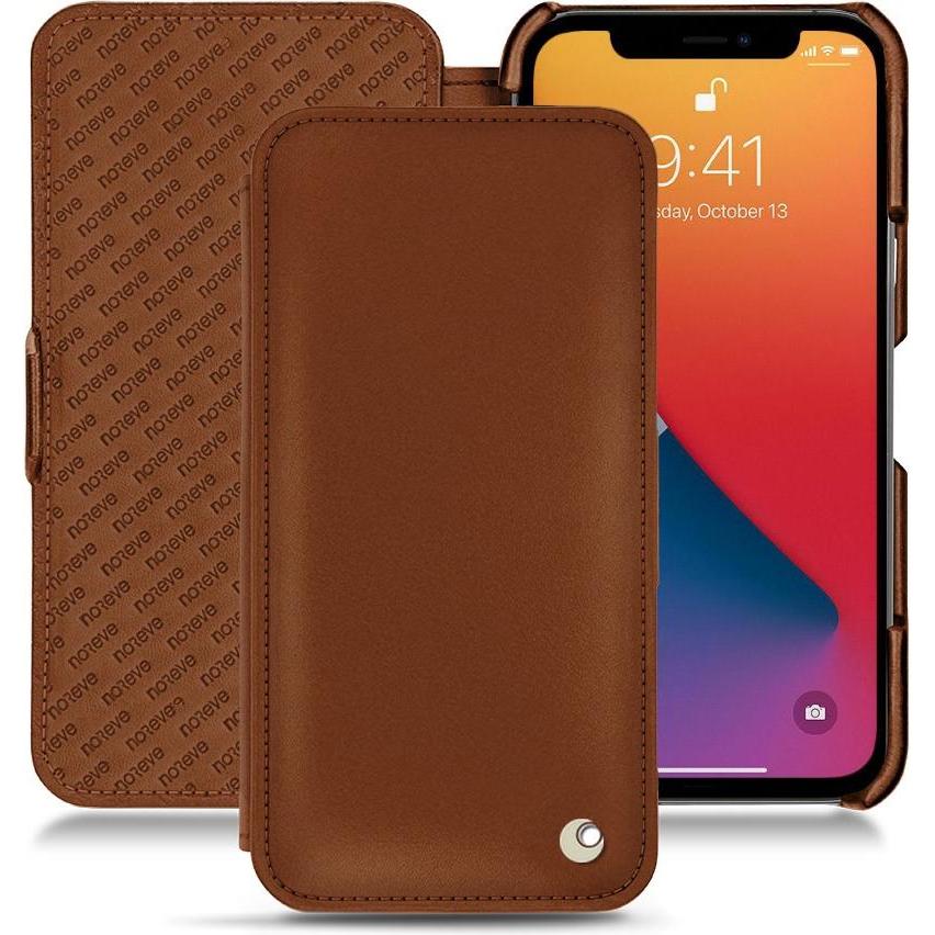 Noreve Lederschutzhülle horizontal (Apple iPhone 13 Pro Max), Smartphone Hülle, Braun