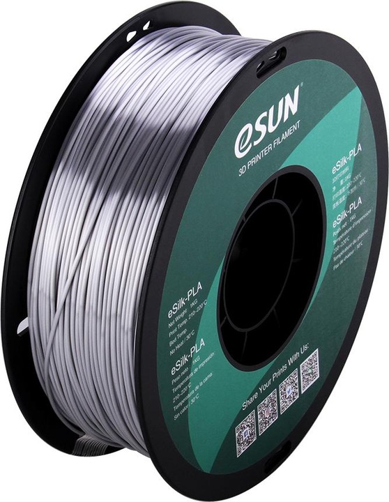 Produktbild eSUN eSilk-PLA 1,75mm Silver 1kg 3D Filament (PLA, 1.75 mm, 1000 g, Grau)