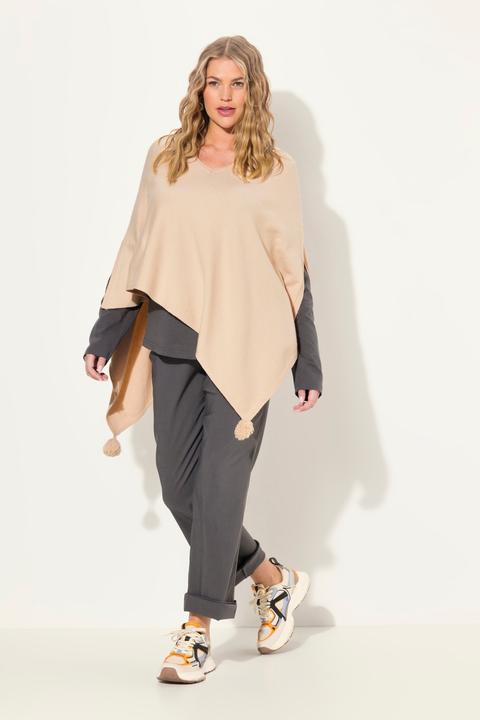 Actual product image Ulla Popken Knit Pointed Hem Poncho (58, 60, 62)