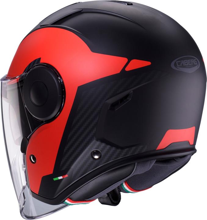 Produktbild Caberg Soho Jethelm Milano matt-schwarz / rot S (55 - 56 cm, S)