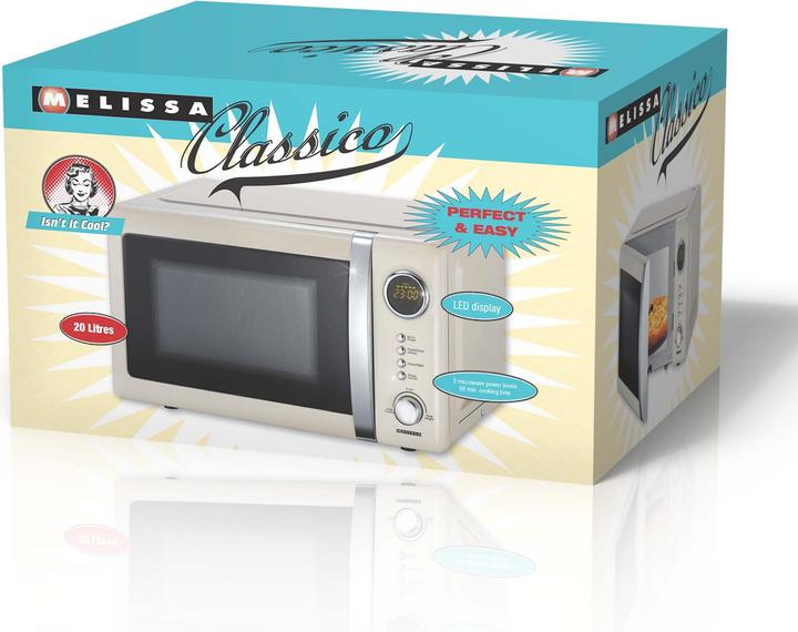 Image du produit Melissa Four à micro-ondes rétro crème avec 5 programmes et plateau tournant - 700Watts 20 litres... (20 l)
