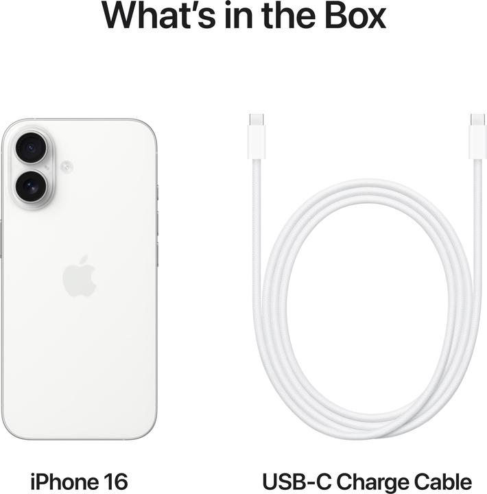 Image du produit Apple iPhone 16 (256 Go, Blanc, 6.10", SIM + eSIM, 48 Mpx, 5G)
