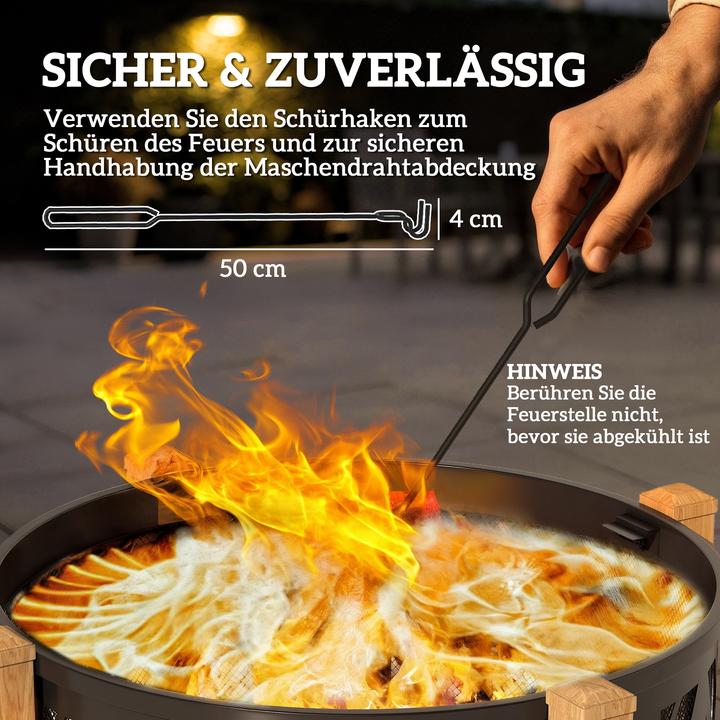 Produktbild Outsunny Feuerschale Metall Schwarz+Braun (75 cm)