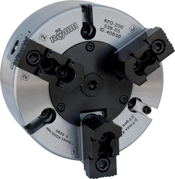 Produktbild Röhm Kraftspannfutter KFD 200, 3-Backen, mit Kreuzversatz, Zylindrische Zentrieraufnahme