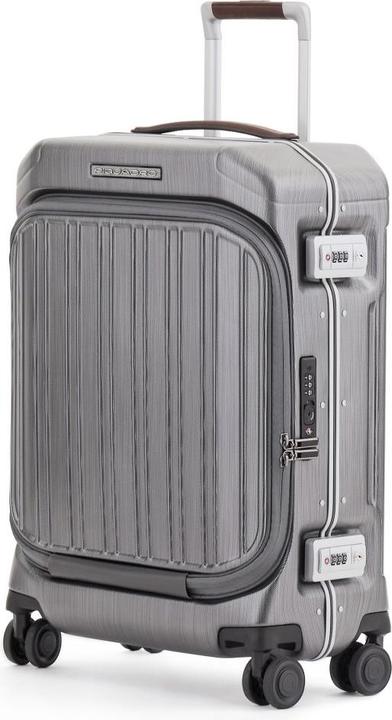 Actual product image Piquadro PQ-Light - Fast-Check Hand Luggage Hard Shell Trolley Black/Leather (37 l)