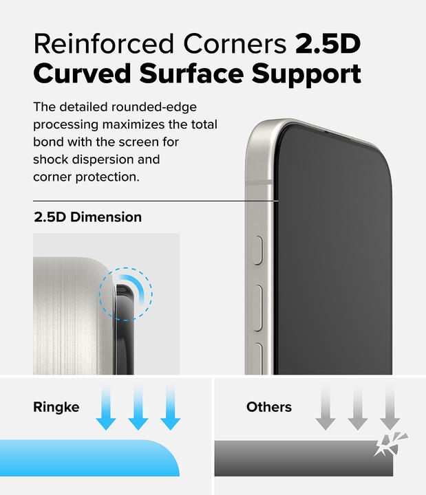 Image du produit Ringke Protecteur d'écran pour iPhone 16 Pro EASY SLIDE TEMPERED GLASS 2 pack, w installation Jig (2 pièce(s), Apple iPhone 16 Pro)