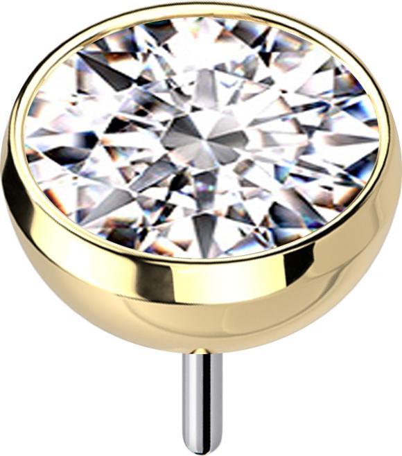 Actual product image Star Piercing Threadless Halbkugel vergoldet mit Kristall silber (without brass, Titanium)
