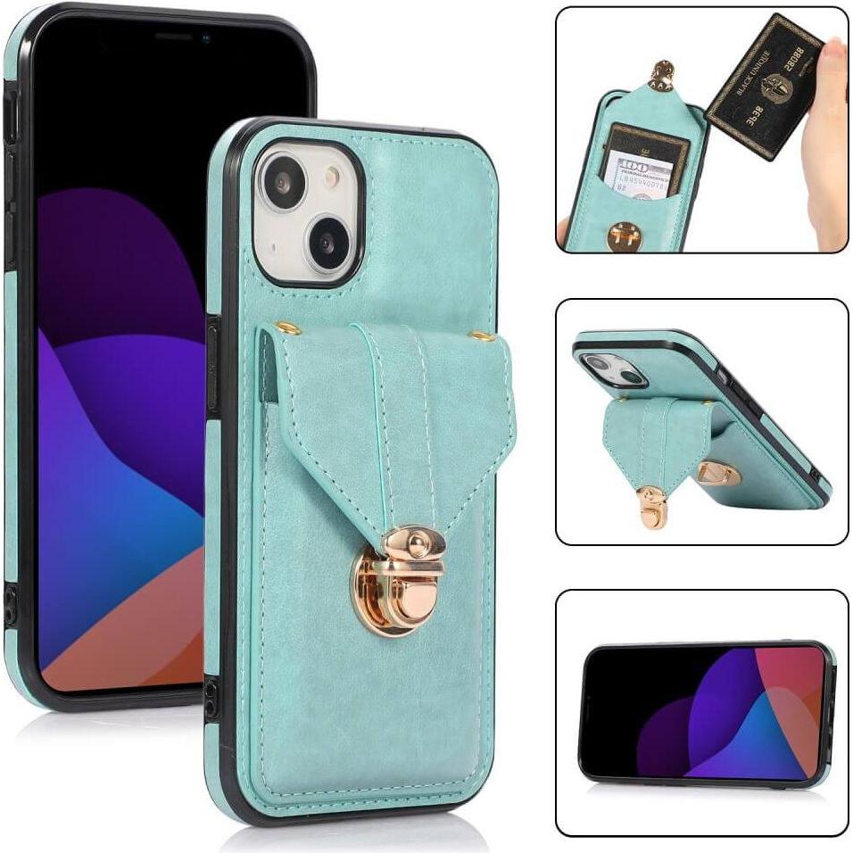 Thumbnail - Cover-Discount iPhone 15 - Schutzhülle Case mit Tasche türkis (Apple iPhone 15), Smartphone Hülle, Türkis