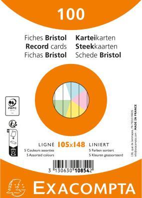Exacompta Cartes-fiches ligné (105 x 148 mm, 100x, 205 g/m²)