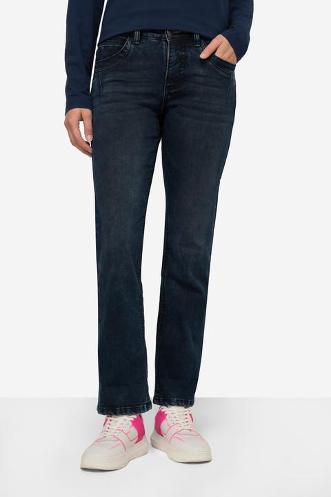 Image du produit Laurasøn Jeans, Straight Fit, 5-Pocket, Saum-Umschlag mit Schriftzug (44)