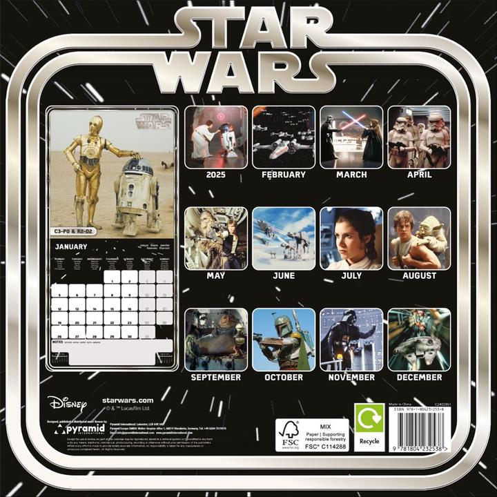 Actual product image Star Wars Classic 2026 Square Calendar
