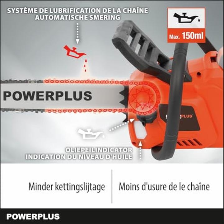 Actual product image Powerplus Dual Power Chainsaw brushless 40V 350mm - excl. battery and charger - 1 Acc. (Battery chain saw)