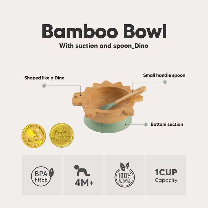 Actual product image Citron Bamboo Bowl Set Dino Green