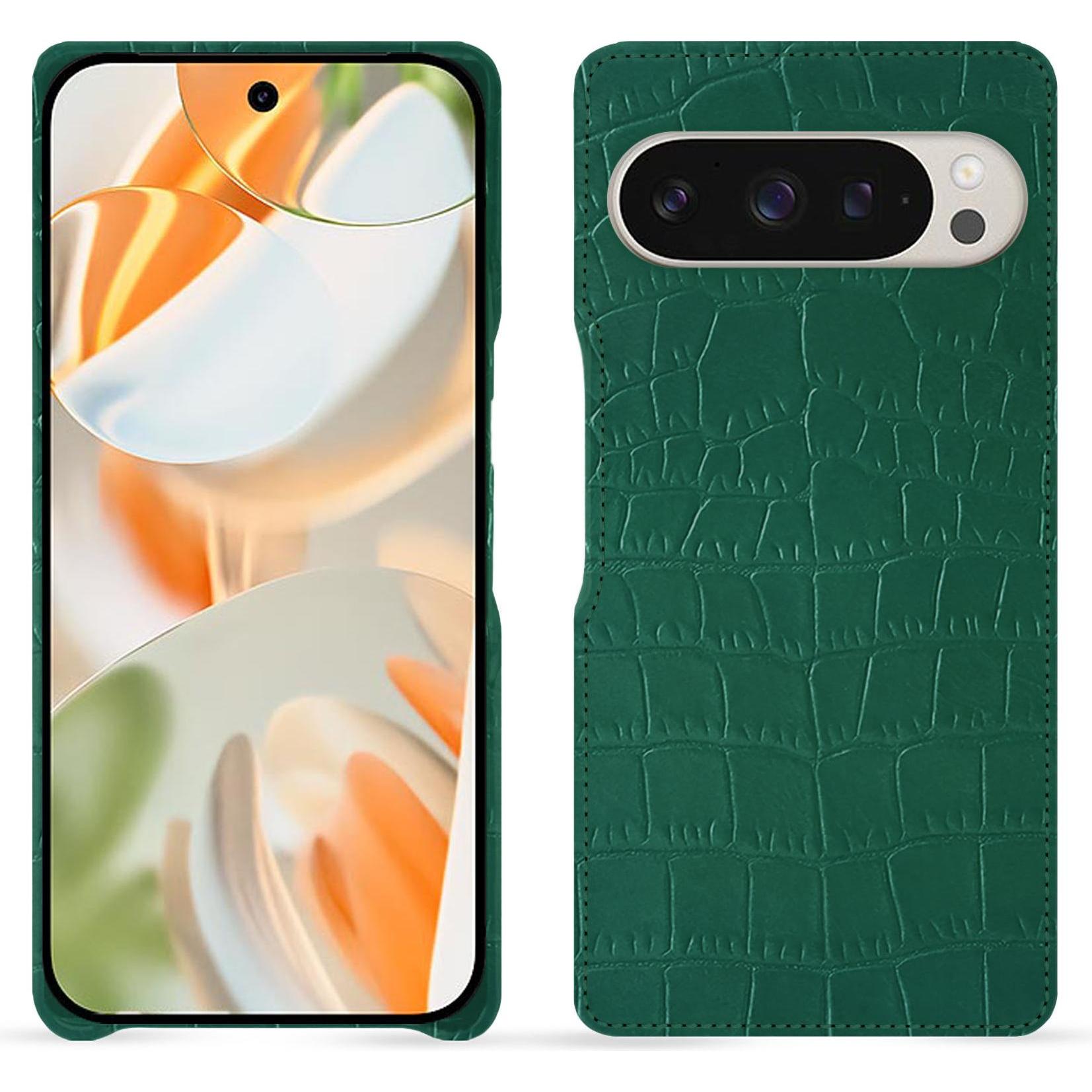 Noreve Lederschutzhülle (Google Pixel 9 Pro), Smartphone Hülle, Grün