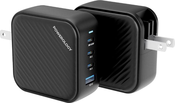 Produktbild Powerology 3 Port PD + 1 QC3.0 GaN Wall Charger 100W (100 W, 3 Ports)