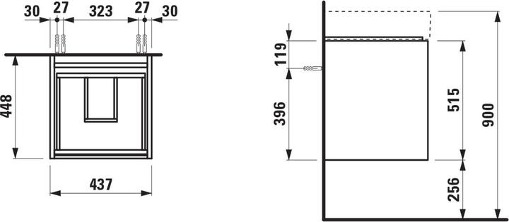 Produktbild Laufen Lani für Kartell Waschtischunterbau, 2 Schubladen, 435x450x515mm, inkl. Ordnungssystem, H403