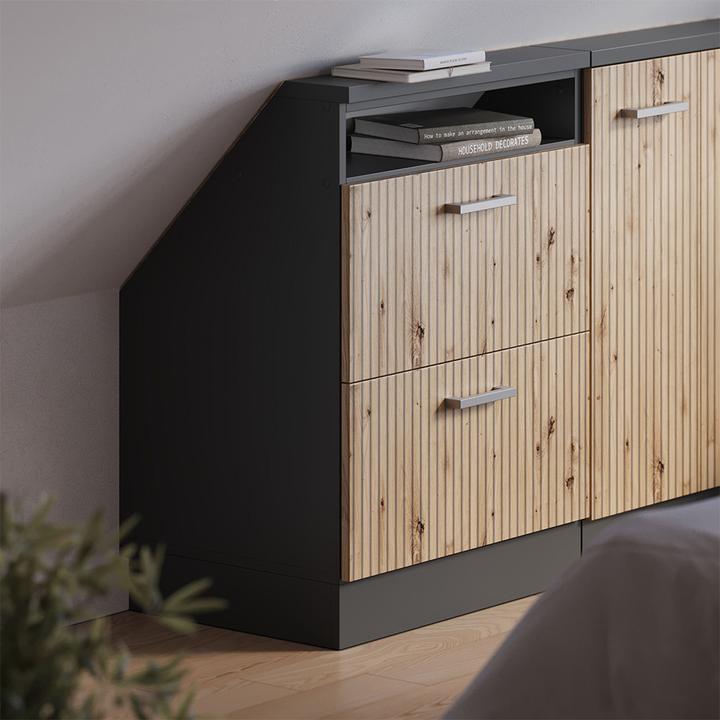 Produktbild Vichy Dachschrägenschrank Rion, Artisan Eiche/Anthrazit/Anthrazit, mit 2 Schubladen (46 x 60 x 81.60 cm)