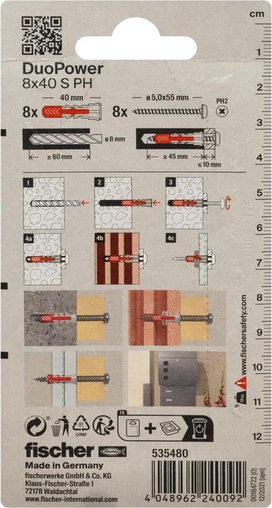 Actual product image Fischer SB Nylon plug Duopower with screw (8 pcs.)