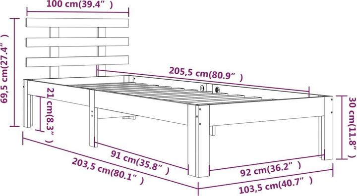 Produktbild vidaXL Bettrahmen (100 x 200 cm)