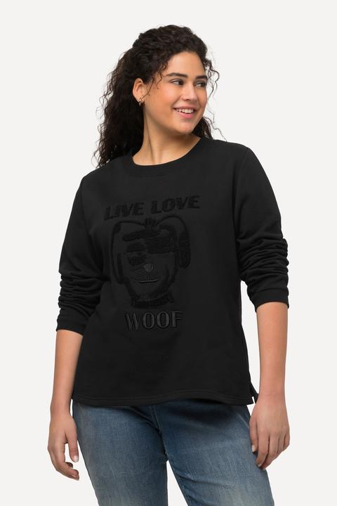 Actual product image Ulla Popken Flock Print Long Sleeve Crew Neck Sweatshirt (42, 44)