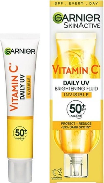 Immagine prodotto Garnier Vitamin C Daily UV Invisible Brightening Fluid SPF 50+ (Crema solare viso, SPF 50+, 50 ml)