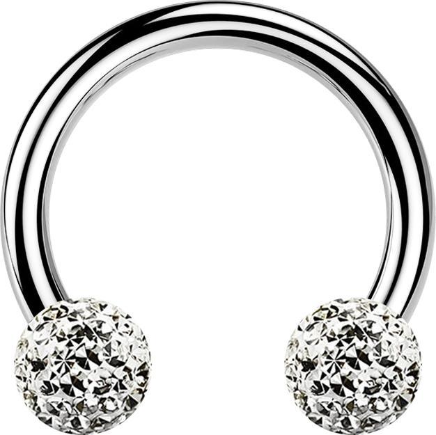 Immagine prodotto Star Piercing Campanile circolare in argento con due sfere di cristallo strato protettivo epossidico in argento (senza ottone, Acciaio chirurgico 316L)