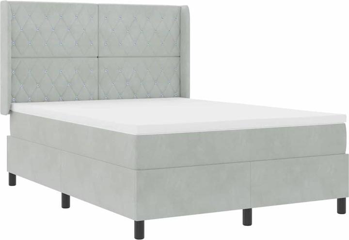Produktbild vidaXL Boxspringbett Mit Matratze & Led Samt Hellgrau (140 x 200 cm)
