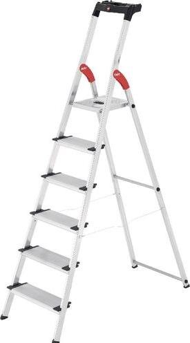 Produktbild Hailo Stufenleiter XXL Easyclix Silber 6 Stufen 510 mm x 1900 mm (Trittleiter, 190 cm)