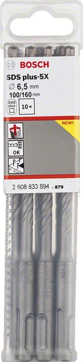 Actual product image Bosch Professional Zubehör BOSCH carbide hammer drill bit SDS-Plus-p5X length 260 mm drill bit ø 12 mm - 10 pieces (12 millimetres)