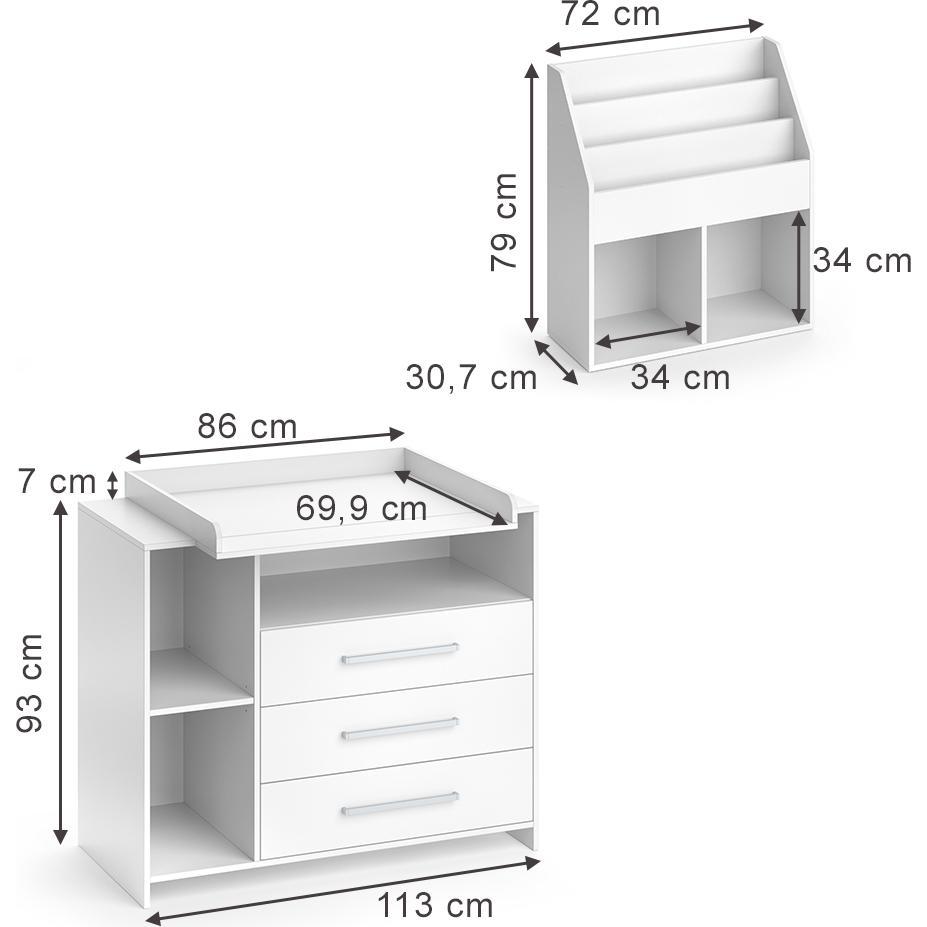 Thumbnail - Vicco, Komplett-Babyzimmer, Oskar (Wickelkommode)