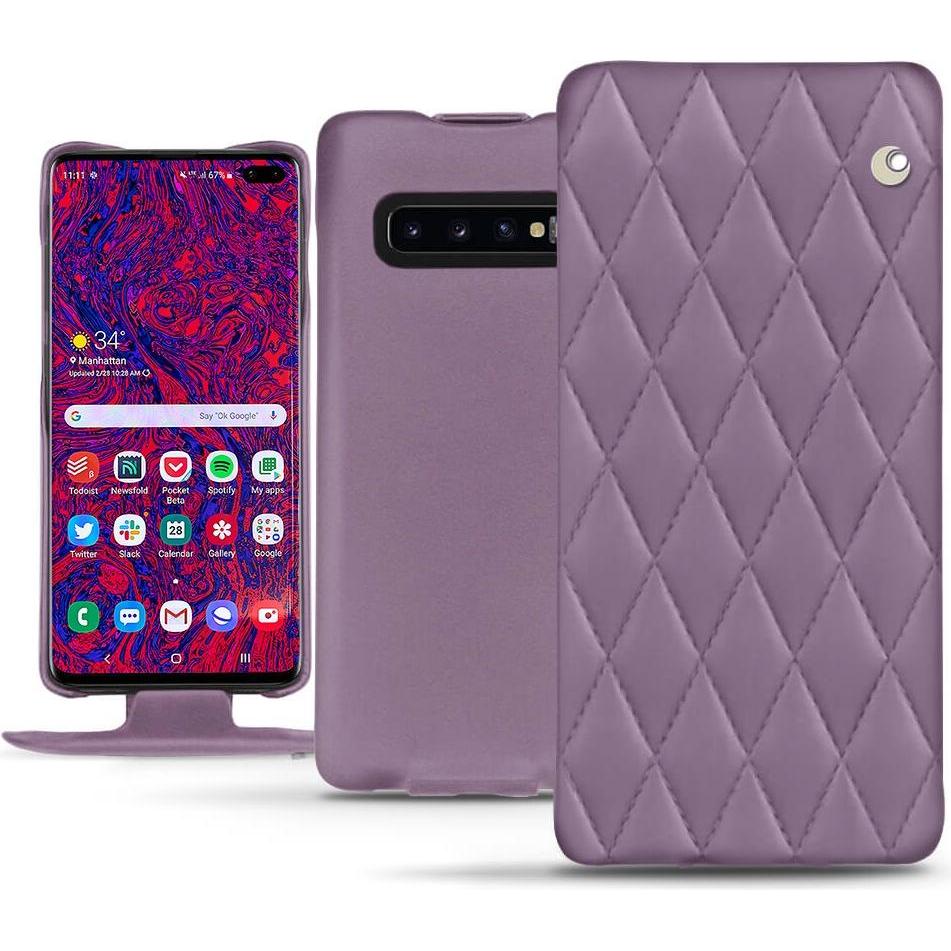 Noreve Lederschutzhülle vertikal (Samsung Galaxy S10+), Smartphone Hülle, Violett