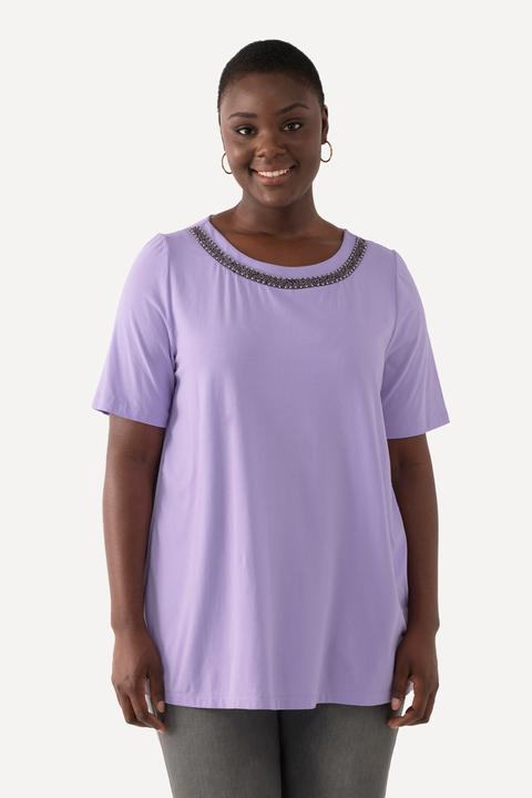 Immagine prodotto Ulla Popken T-shirt con scollo a girocollo, mezze maniche e plissettatura sul retro (42, 44)