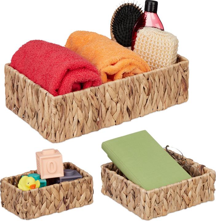 Actual product image Relaxdays 3-piece water hyacinth basket set (3 x, 36 x 22 x 10 cm)