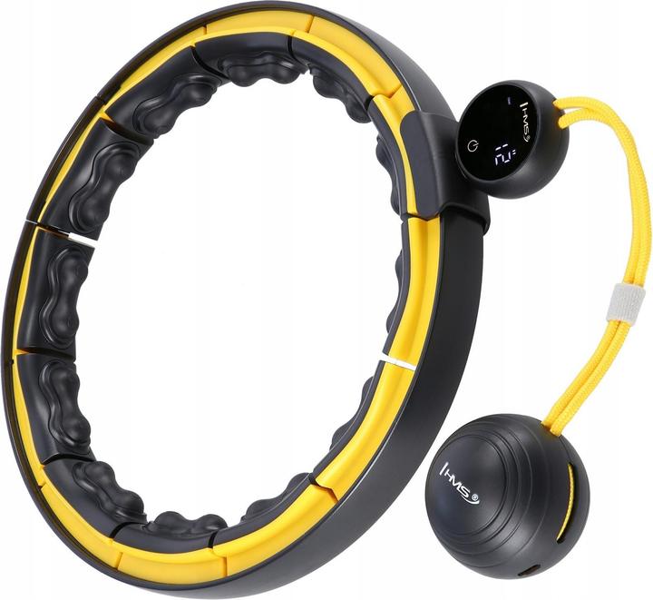 HMS Hhm21 Hula Hoop Noir/Jaune Avec Aimants Tpe Taquets Et Poids + Compteur (100 cm, 1500 g)