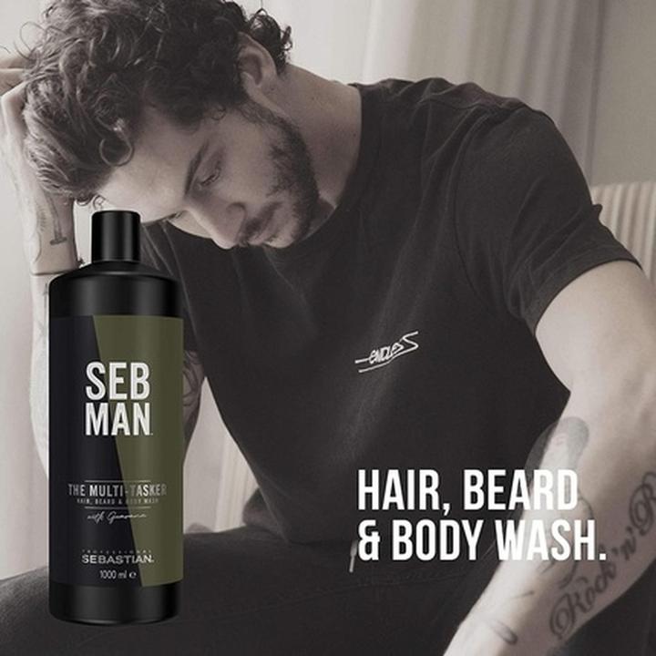 Image du produit Sebastian SEB MAN - Le nettoyant multitâche pour cheveux, barbe et corps (1000 ml, Shampoing liquide)
