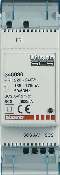 Immagine prodotto Bticino LEG 346030 Alimentatore AV-SCS AusBUS-AV max 600 mA 2 moduli