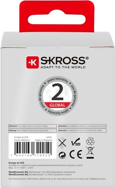 Actual product image Skross Europe to USA