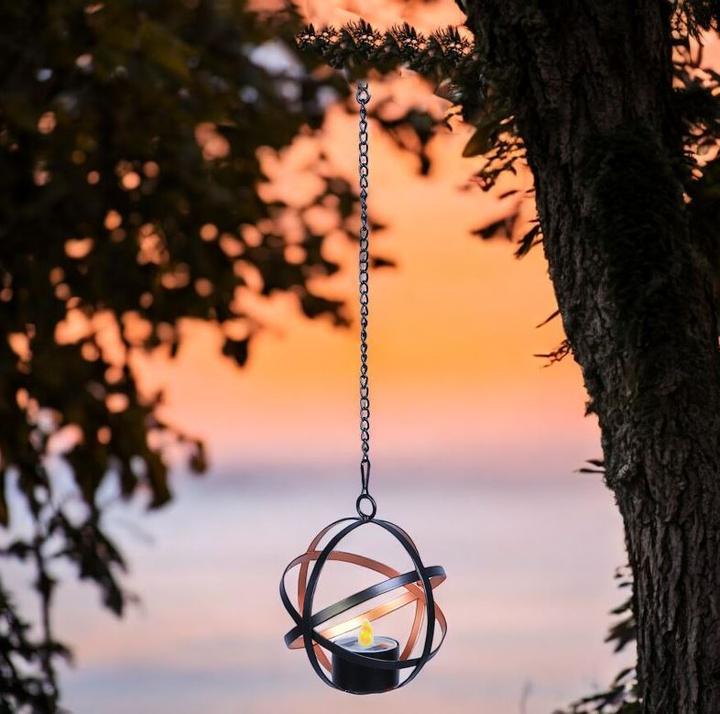 Actual product image GuGus LED solar pendant light with tea light, Ø 10 cm, black (60 lm)