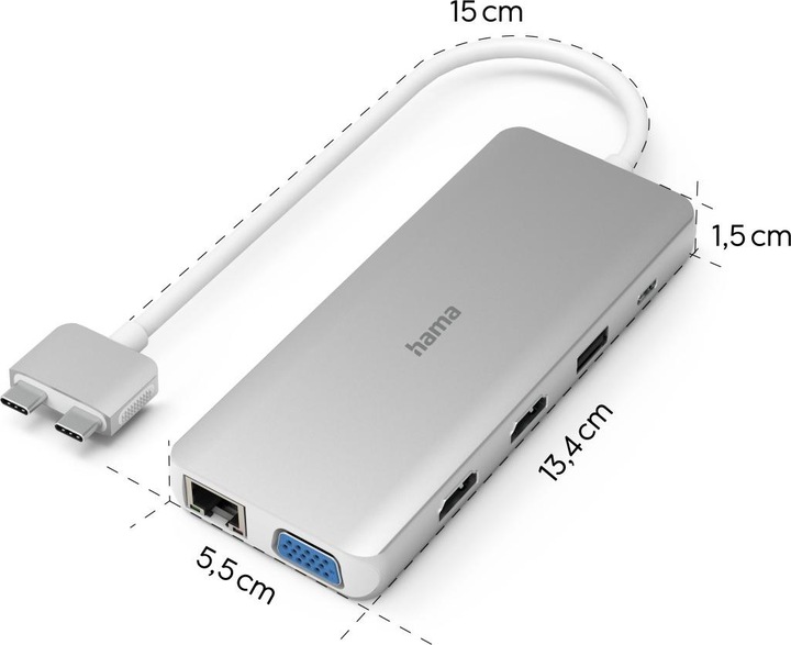 Actual product image Hama USB-C hub (USB-C, 12 Ports)