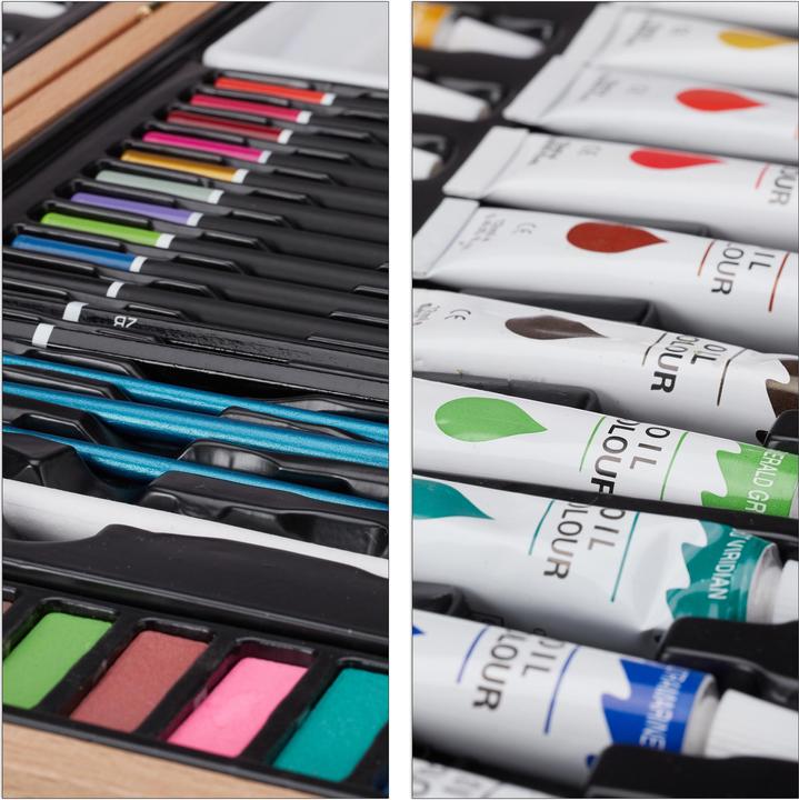 Immagine prodotto Relaxdays Valigetta con kit da pittura e disegno (Marrone chiaro, 56 x)
