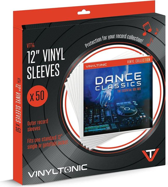 Vinyl Tonic Confezione da 50 custodie per dischi in vinile da 12 pollici | Copertina in plastica trasparente |