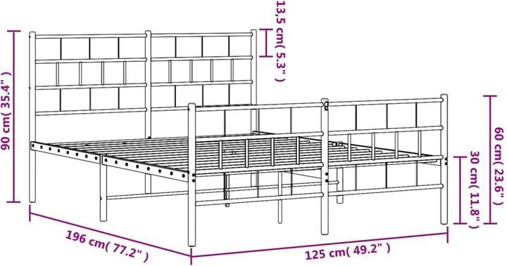 Produktbild vidaXL Metall Bettgestell (120 x 190 cm)