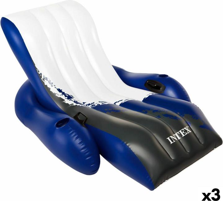 Produktbild Intex Aufblasbarer Pool-Sessel Floating Recliner Blau Weiss 180,3 x 66 x 134,6 cm (3 Stück)