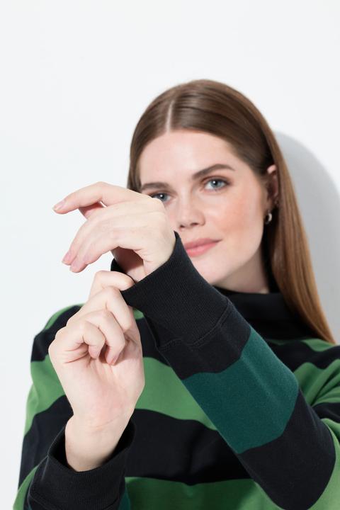 Produktbild Ulla Popken Sweatshirt, Streifen, Stehkragen, Langarm (42, 44)