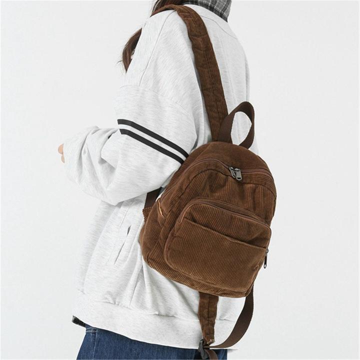 Image du produit Only-Bags.Store Sac à dos en velours côtelé,Sac à dos universitaire de lycée,Rétro simple